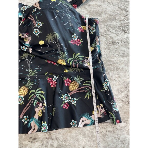 Torrid Vixen Tankini Peplum Top Hula Girl Tie Front Black 4R Push Up - Picture 10 of 10